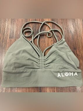 Lululemon RARE Hawaii 'Aloha' Sports Bra Green Sz 4 EUC